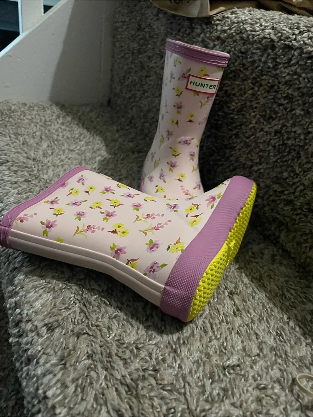 Hunter Kids Floral Pink & Purple Rain Boots